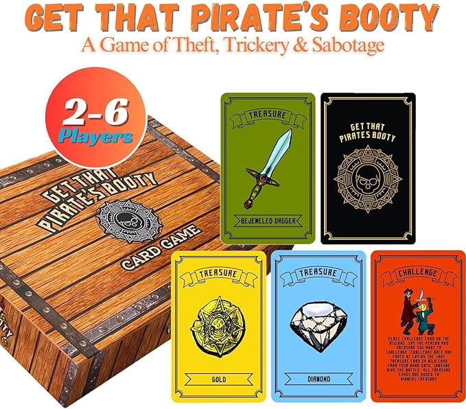 Get That Pirate's Booty Card Game, Fun 2-6 Player Family-Friendly Card Game - Image 2