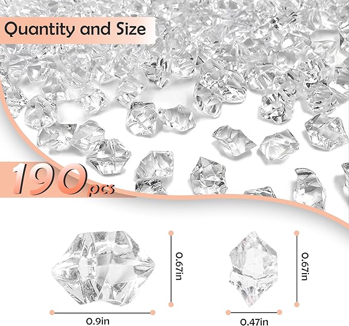 190Pcs Clear Vase Fillers, Fake Crush Ice Rocks Acrylic Diamonds - Image 2