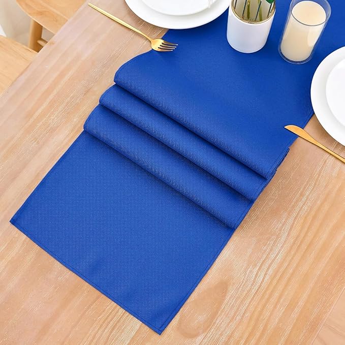 2 Pack Blue Small Short Table Runner 12 x 24 Inch Solid Color Runners Coffee - Image 8