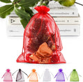 ANZNKU 50 Pack Red Organza Bags 6x9 inches Mesh Bags Drawstring, Sheer Mesh Bag by ANZNKU