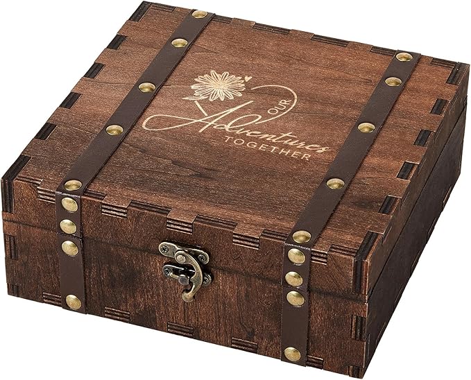 AW BRIDAL Wedding Keepsake Box for Memories, Engraved Wooden Decorative Box by AWBRIDAL
