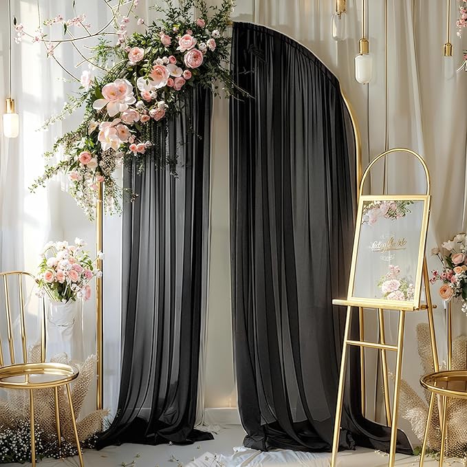Black Wedding Arch Draping Fabric 1 Panel 30'' x 20FT Black Drapes Sheer Fabric - Image 9