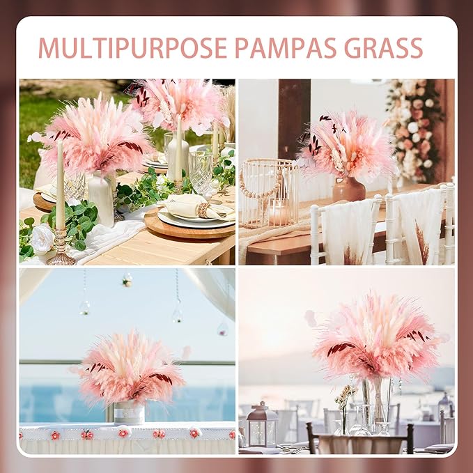 N&T NETING 85Pcs Pink Pampas Grass Decor, Natural Dried Floral Pampas Grass - Image 5