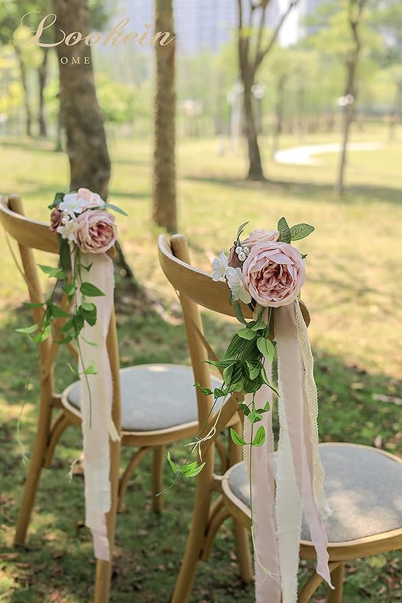 Lookein Set of 8 Pew Flowers for Wedding Ceremony Chair Decorations Bench - Image 2