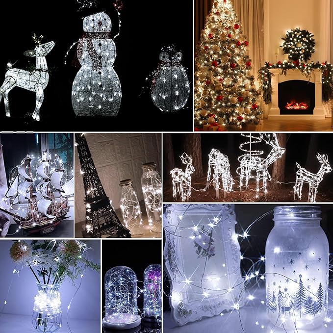 pozzolanas 24 Pack White Battery Operated String Lights - 7ft Waterproof Fairy - Image 6