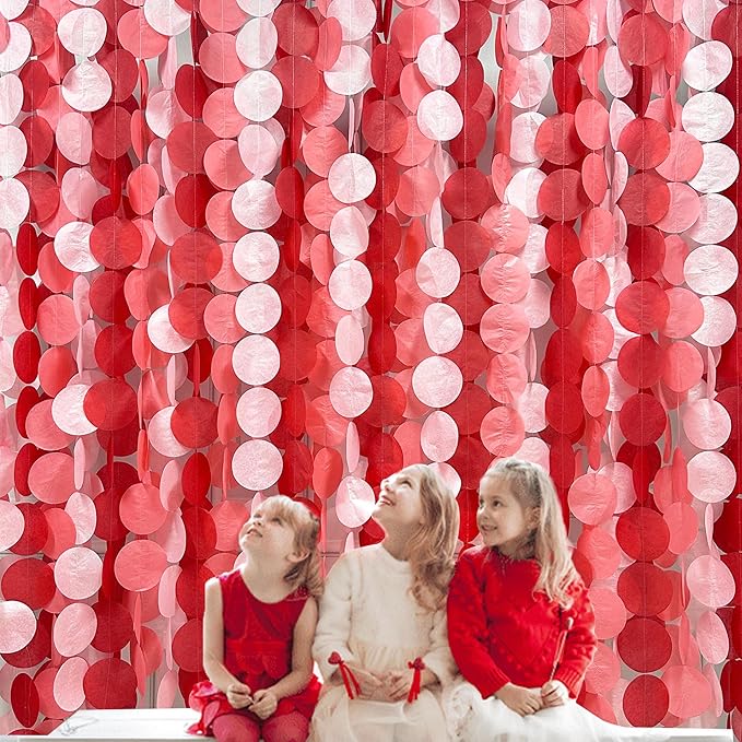 192 Ft Red Party Decorations Ombre Red Polka Dot Backdrop Streamer Tissue Paper - Image 4