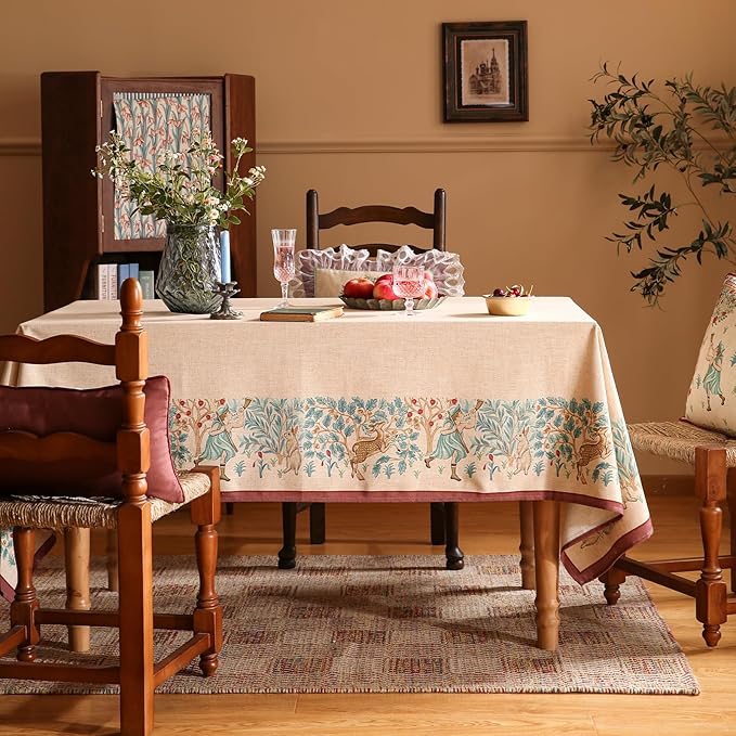 patdrea Designer Beige Extra Long Tablecloth - Image 2