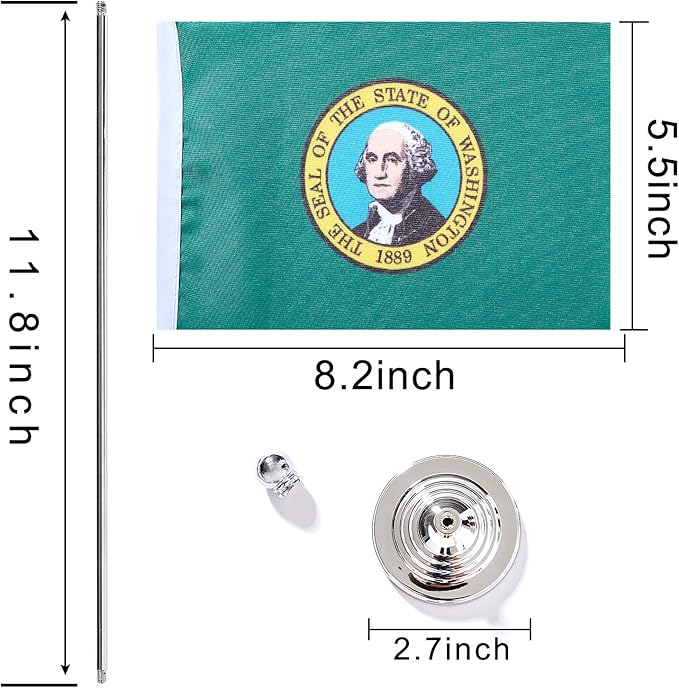 ZXvZYT 2 Pack American US Washington flag USA Washington WA State table flag - Image 2