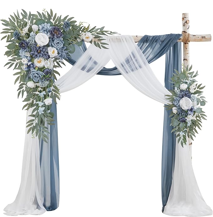 Wedding Arch Flowers with Drapes Kit by WEDFLOR