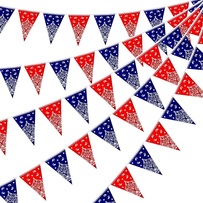 Frienda 6 Pack Western Cowboy Party Decorations Bandana Pennant Banner by Frienda