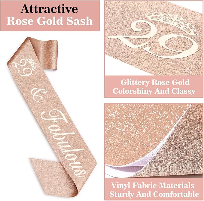 29th Birthday Decorations for Women Including Birthday Sash, Numeral Candles - Image 5