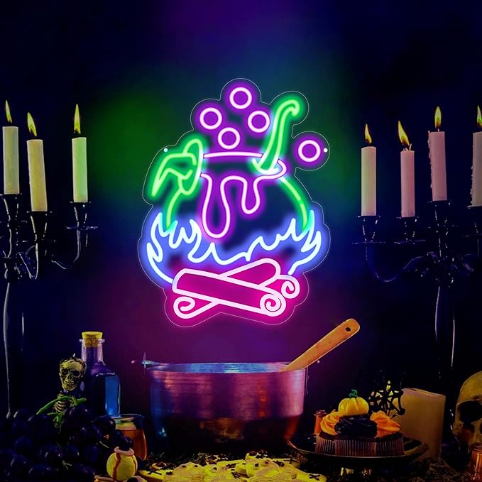 "Witch Brew" Cauldron Neon Sign - Image 8