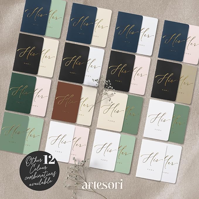 ARTESORI Wedding Vow Book for Her & Him, Soft Touch, 28 Lined Pages, Wedding - Image 3