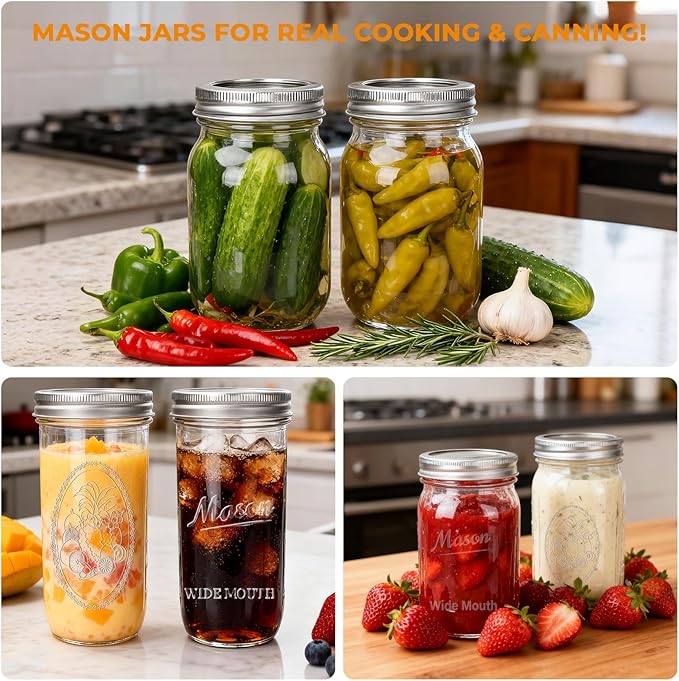 CycleMore Mason Jars Bundle, 12 Pack J Canning Jars - Image 6