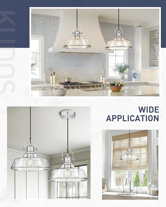 kudos Brushed Nickel Pendant Lights Kitchen Island, Large Pendant Light - Image 5