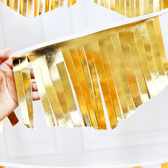 Gold Tassel Banner Double Sided Metallic Fabric Pennant Bunting Flag Garland - Image 3