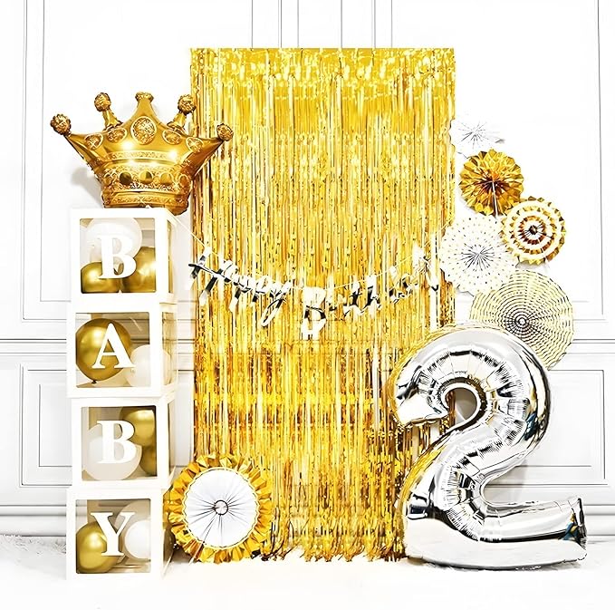 BRAVESHINE Black Gold Foil Fringe Curtain Backdrop - Image 5