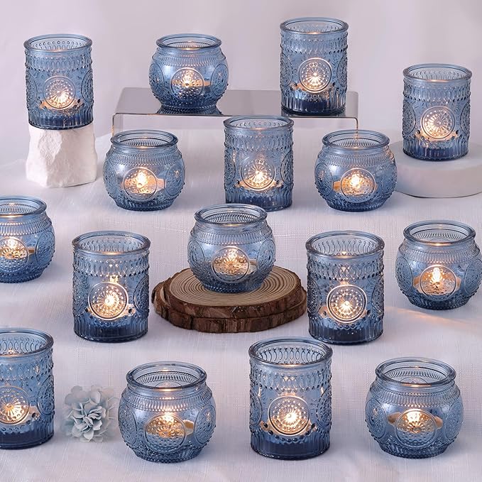DARJEN Blue Votive Candle Holders Set of 36 by DARJEN
