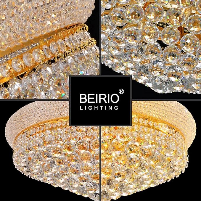 11-Lights Golden Finish Classic Empire Style K9 Crystal Chandelier Ceiling Light - Image 4