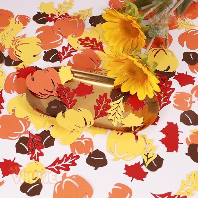 VHUWE Thanksgiving Confetti 200 Pcs, Autumn Fall Confetti, Thanksgiving Maple - Image 3