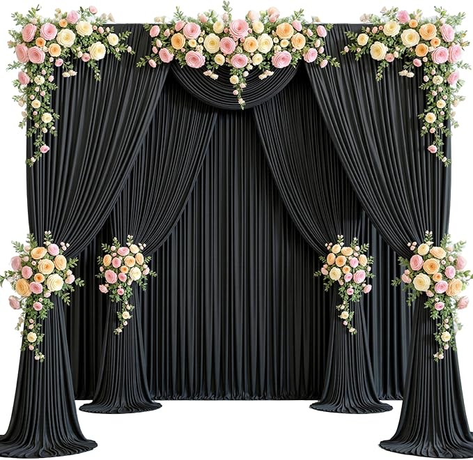 20ft x 12ft Black Backdrop Curtains Wrinkle Free Backdrop Curtain - Image 9