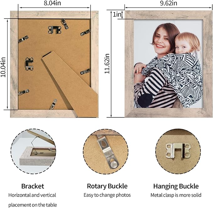 8x10 Picture Frame Set of 4, Smoke Gray Frame - Image 5