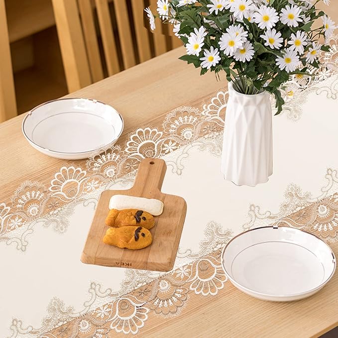 Vintage Lace Dining Table Runner, Small Macrame Coffee Table Runners 48 inches - Image 3