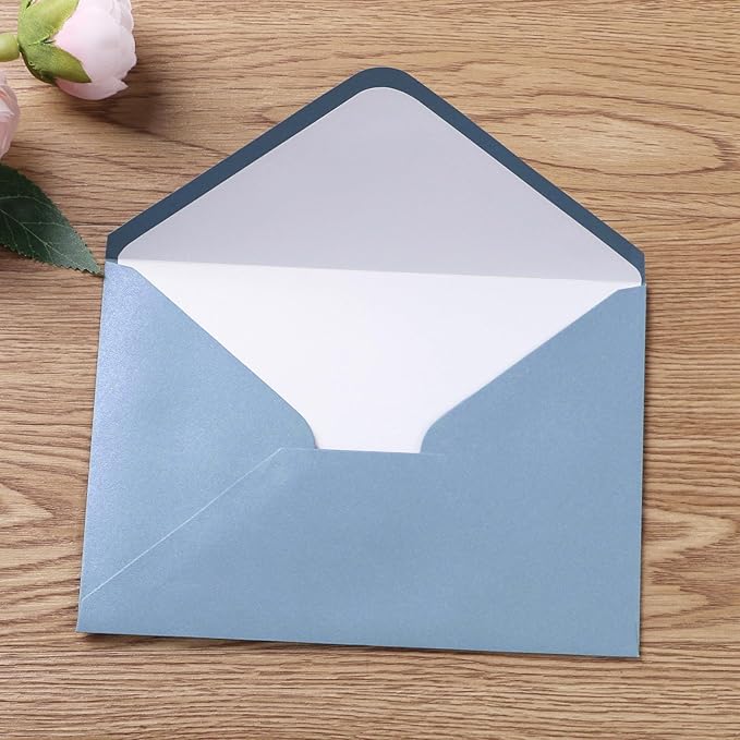 PONATIA 50 Pieces/lot A7 Envelopes, 5.25 X 7.25'' Matte Dusty Blue Envelopes - Image 4