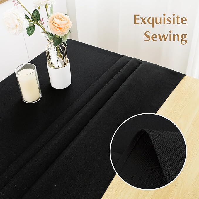 2 Pack Square Table Cloth 70X70 Inch Black Washable Fabric Tablecloth Polyester - Image 3