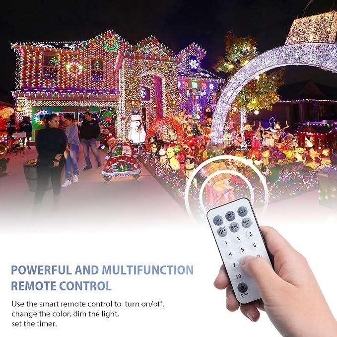 JMEXSUSS 600 LED Color Changing String Lights Plug in, 168FT White & Multicolor - Image 9
