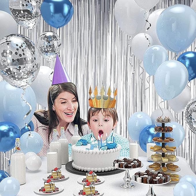 BEISHIDA 4 Pcs Silver Door Streamers Tinsel Curtain Party Streamers Backdrop - Image 3