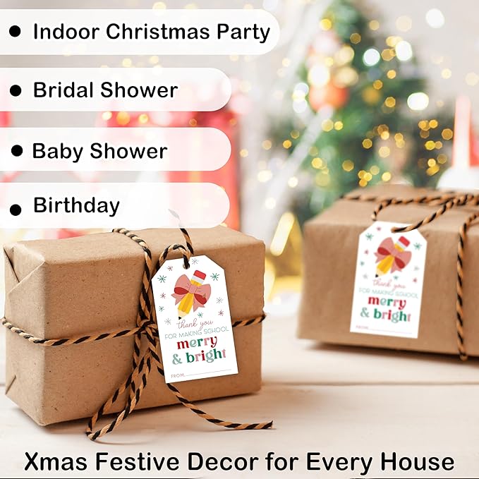50 Pcs Christmas Gift Tags, 2.1"×3.5" Teacher Gift Tag, Classroom Treat Tag - Image 6