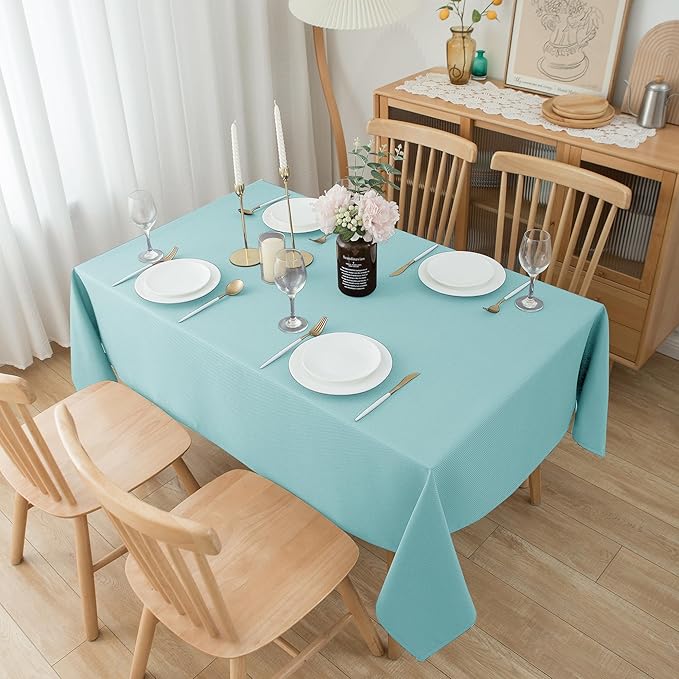 Biscaynebay Tablecloth for Rectangle Tables-70x120 Inch Aqua Blue Outdoor - Image 7