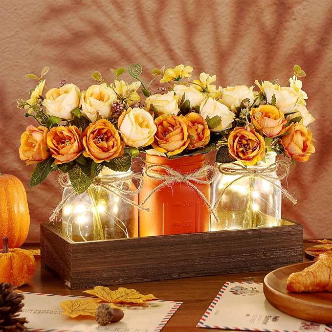 Mason Jar Lights Centerpiece Table Decorations Fall Decor - Image 4