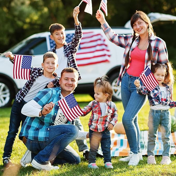 6 Pcs 8x12 Inch American Flags on Stick, Small US Wood Stick Flag - Image 4