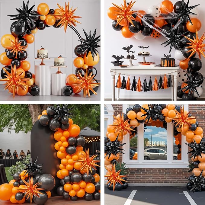 Black Orange Star Balloons - Image 7