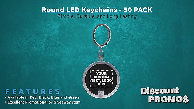 DISCOUNT PROMOS 50 Round LED Keychains - Image 2