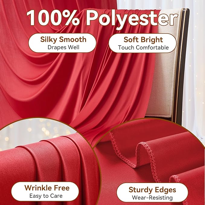 20ft x 15ft Red Wrinkle Free Backdrop Curtains - Image 4