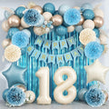 Dusty Blue 18th Birthday Party Decorations Boys Girls Beige Cream Number 18 by KAINSY
