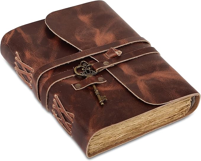 Leather Journal with Lined and Unlined Deckle Edge Paper 8x6 inch and Vintage by KomalsPassionLeather