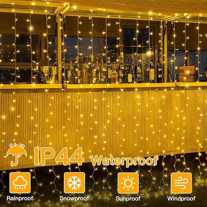 Ollny 2 Pack Curtain String Lights Warm White, 400LED 6.6x6.6ft Fairy Lights - Image 6