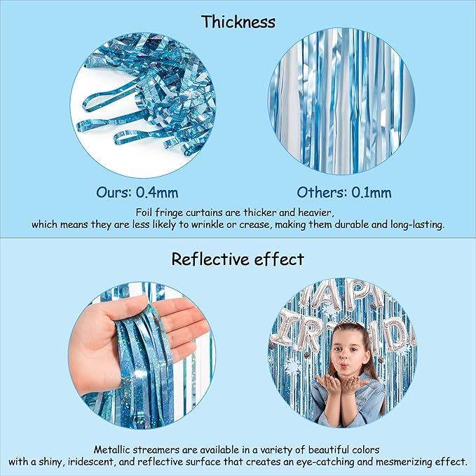 Blue Tinsel Curtain Party Backdrop - Image 4