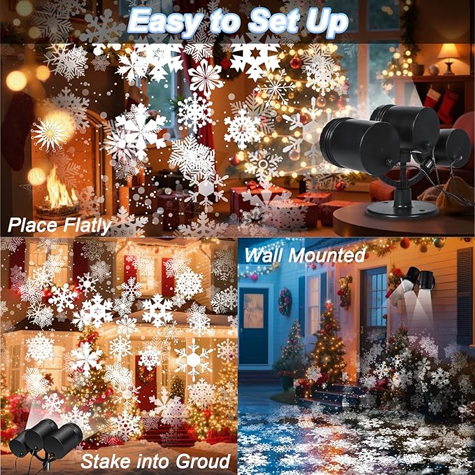 Christmas Snowflake Projector Lights Outdoor, Timing Mode Upgrade 3-Head - Image 3