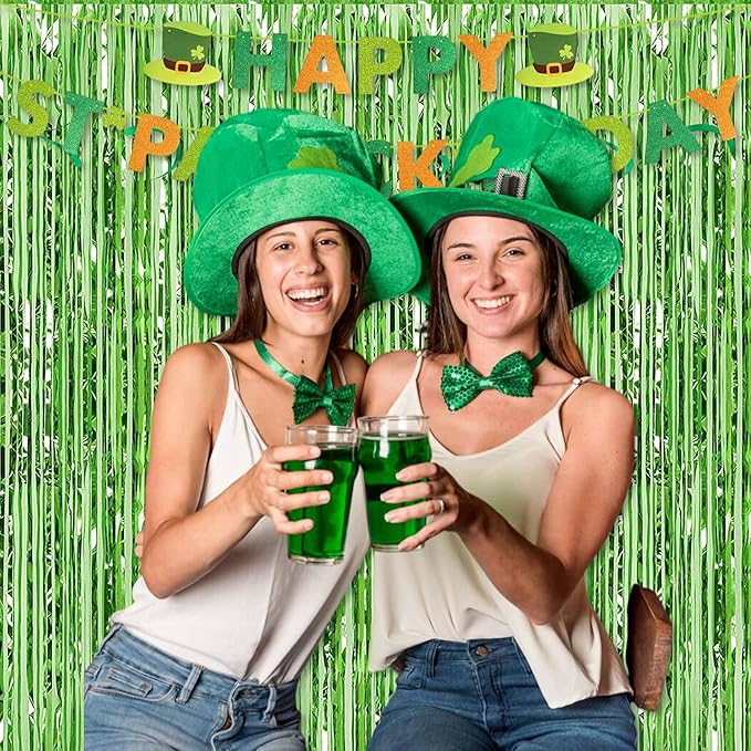6 Pack Light Green Foil Fringe Curtains Backdrop, 3.28 x 8.2 Ft Metallic - Image 6