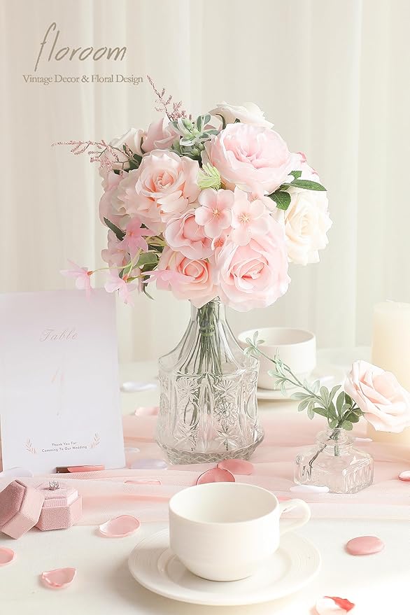 Floroom Cream Blush Artificial Flowers Fake Roses Peonies and Greenery Combo - Image 3