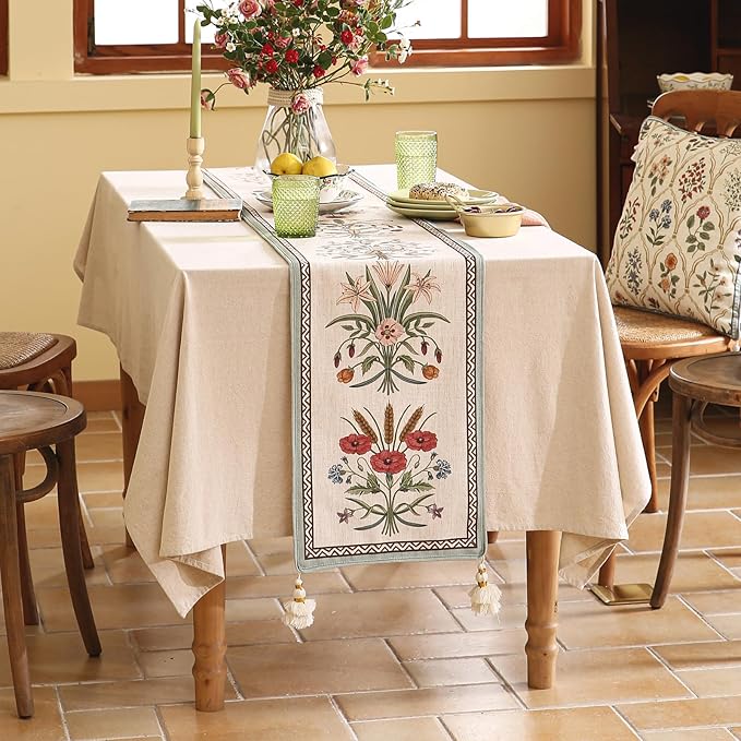 ISAENNE Designer French Country Linen Table Runner 118 Inches Extra Long - Image 6