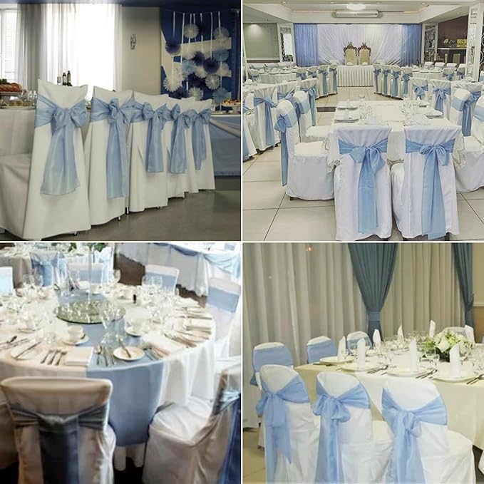 100 PCS Satin Chair Sashes Decorative Bow Chair Sashes Ties Back Ribbon Bows - Image 2