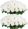 60PCS Artificial Roses Bulk, Realistic White Flowers by Auihiay