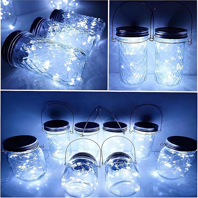 VOOKRY 12 Pack Solar Mason Jar Lights, 30 LED Mason Jar Lids Waterproof Firefly - Image 5