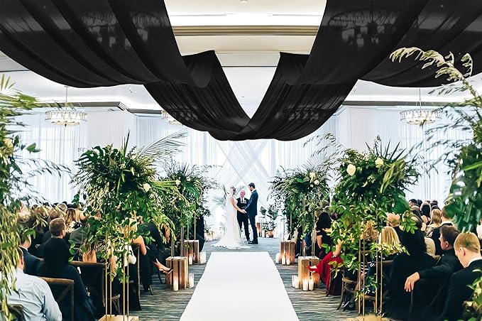 6 Panels Black Ceiling Drapes for Wedding, 5ftx15ft Ceiling Drapes Cheesecloth - Image 7
